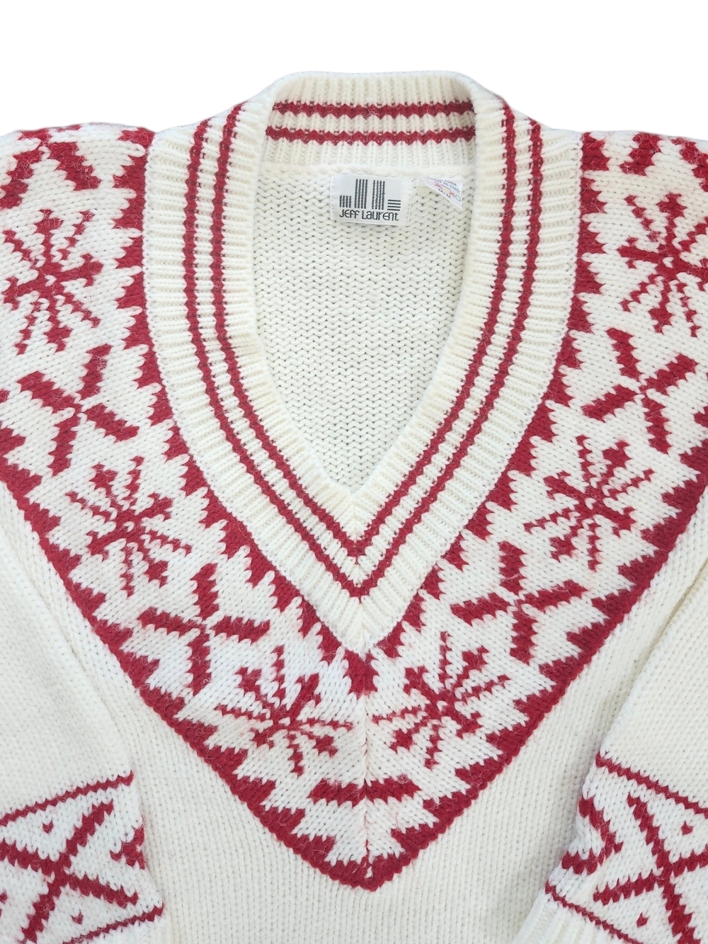 Vintage Nordic Fair Isle Sweater Red Cream Chunky Knit Ski Après Pullover Womens - Picture 4 of 8